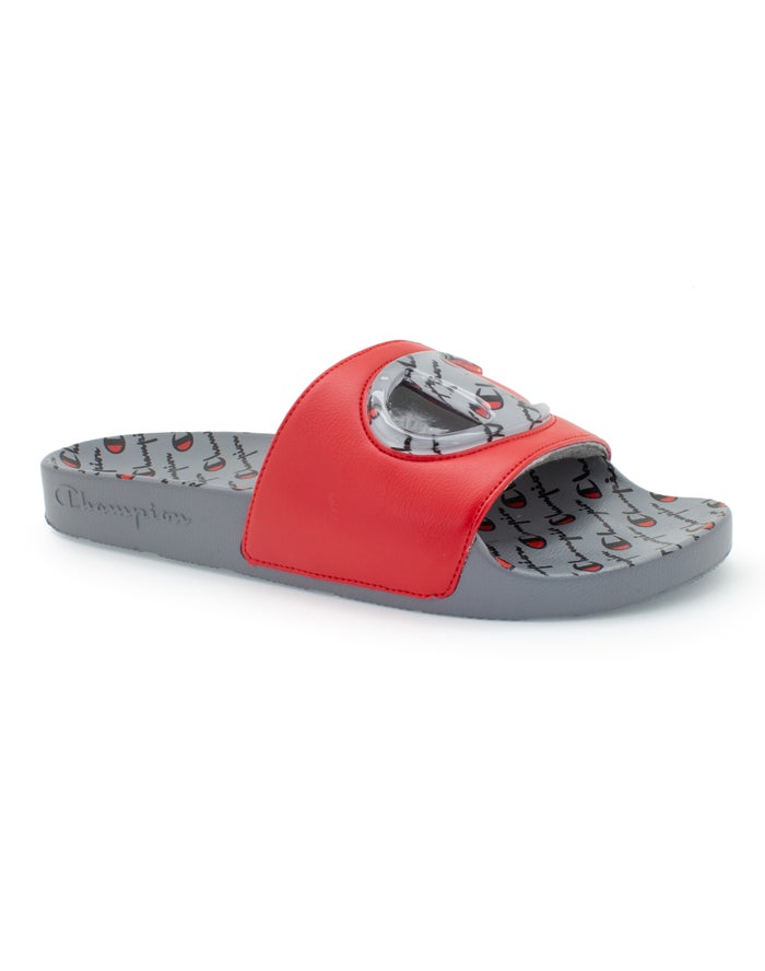 Champion Badslippers Heren - Grijs/Rood - Ipo Jellie ( 950318-TRE )